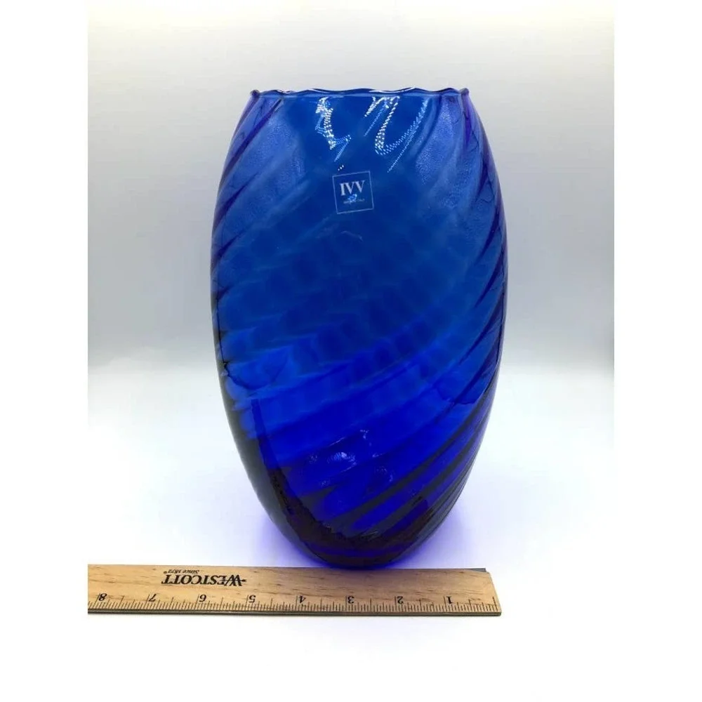 IVV Cobalt Blue Glass Vase Handmade in Italy